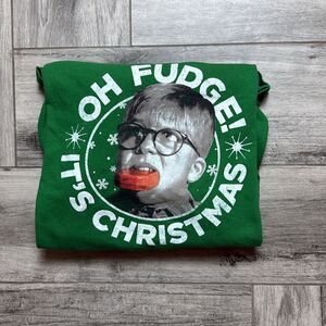 A Christmas Story Mens Green Oh Fudge! Ralphie Parker Graphic T-Shirt Size XL